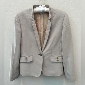 TAHARI | Tan Cream Houndstooth Checkered Classic One Professional Blazer | 6